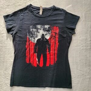 Friday the 13th Jason Voorhees T Shirt Ladies XL Black Horror‎ Movie Graphic Tee
